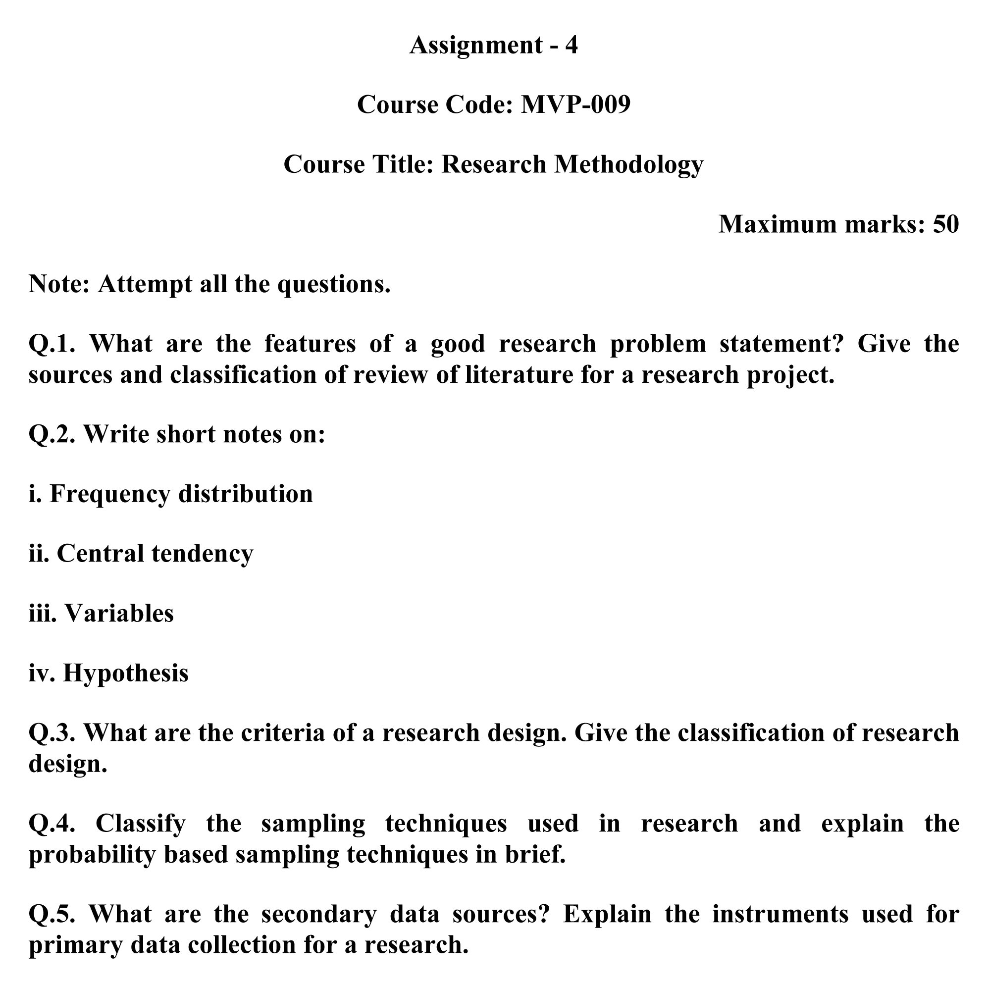 IGNOU MVP-09 - Research methodology Latest Solved Assignment-January 2024 - July 2024