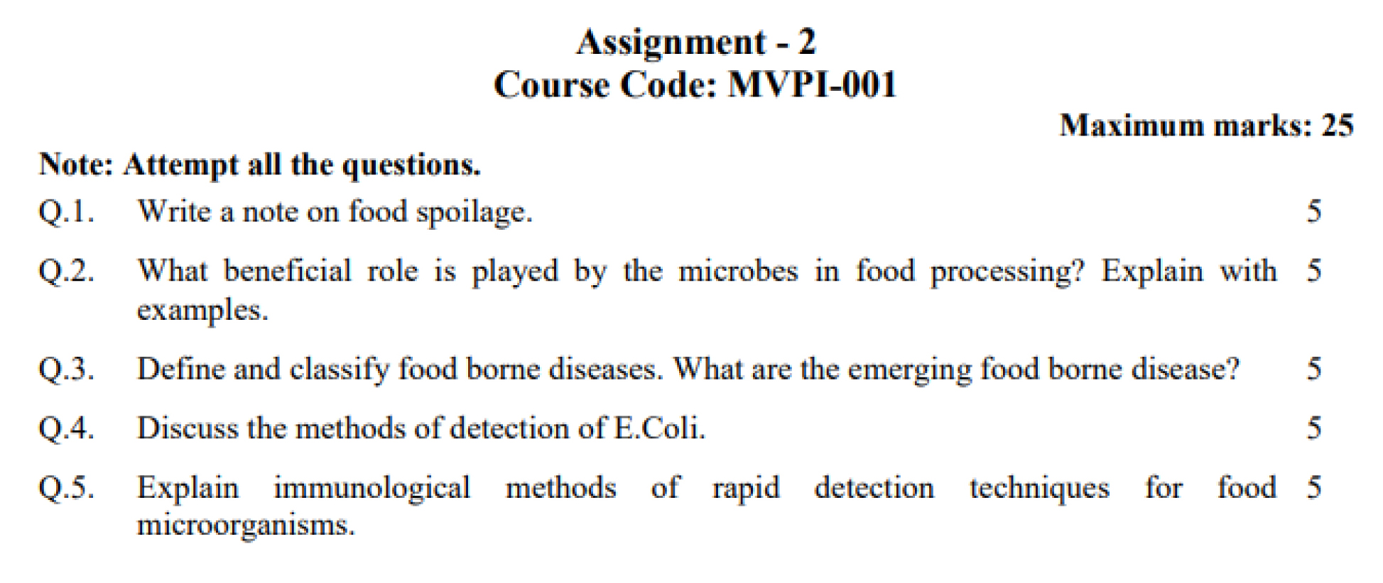 IGNOU MVPI-01 - Food Microbiology Latest Solved Assignment-January 2024 - July 2024