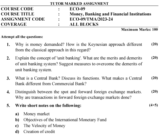 ECO-09 - Money, Banking and Financial Institutions-July 2023 - January 2024