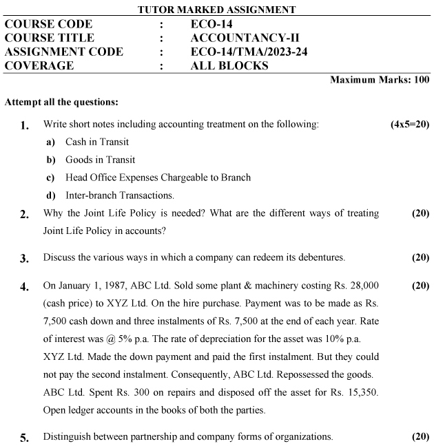 ECO-14 - Accountancy-II-July 2023 - January 2024