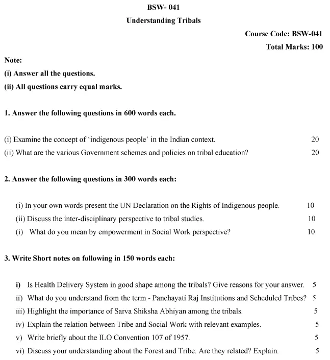 IGNOU BSW-41 - Understanding Tribals  Latest Solved Assignment-July 2023 - January 2024