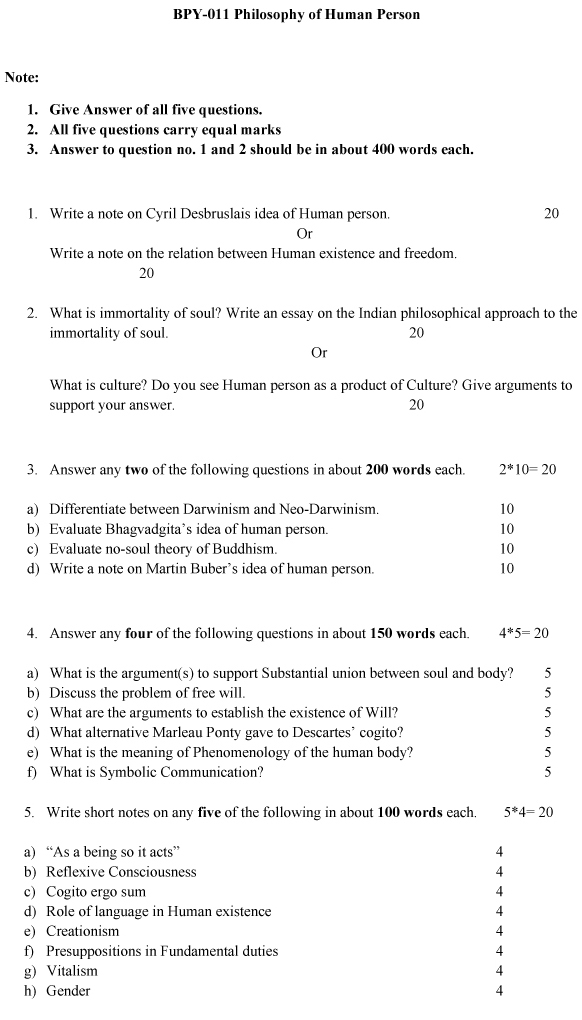 BPY-11 - Philosophy of Human Persons-December 2023 - June 2024