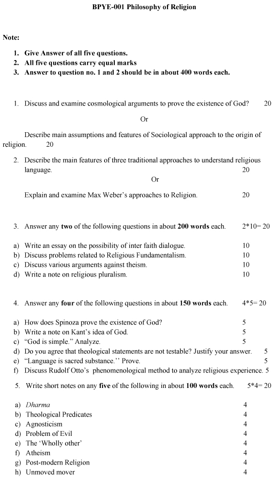 BPYE-01 - Philosophy of Religion-December 2023 - June 2024