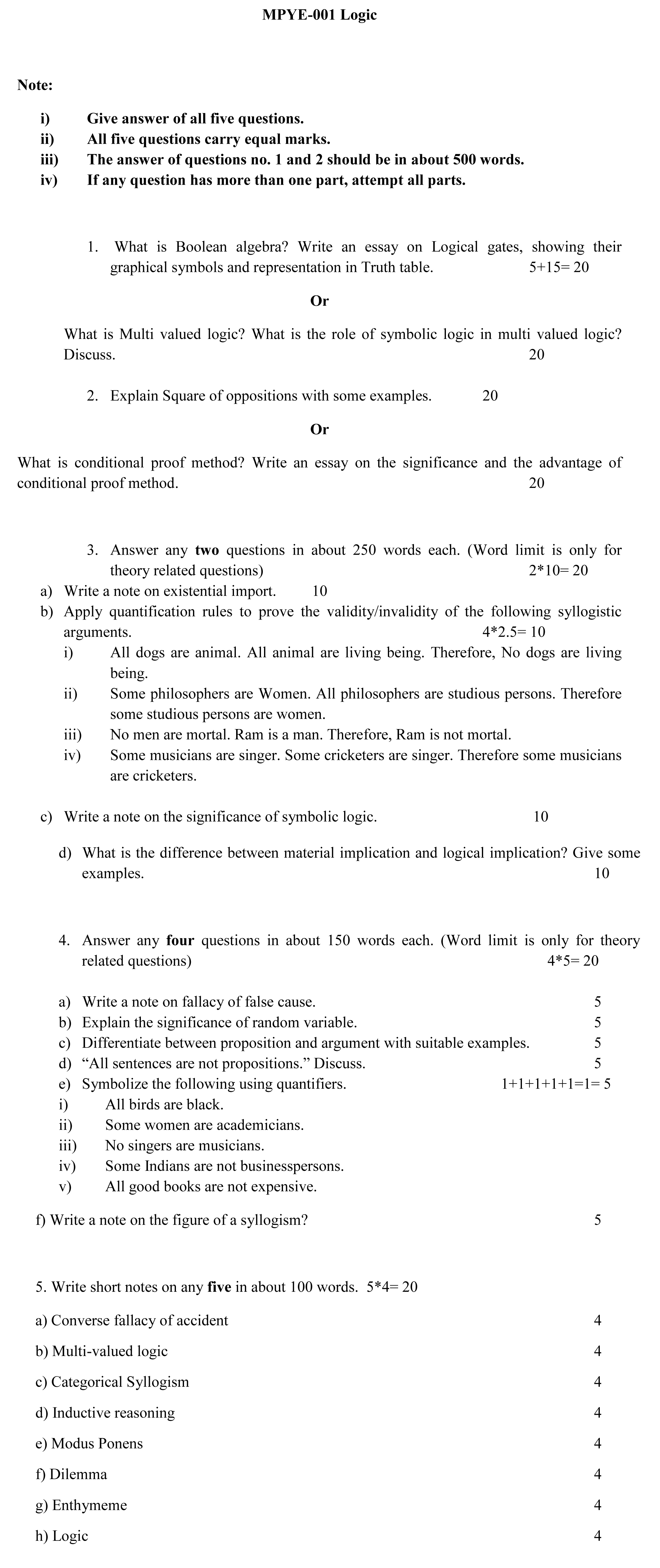 IGNOU MPYE-01 - Logic Latest Solved Assignment-July 2023 - January 2024