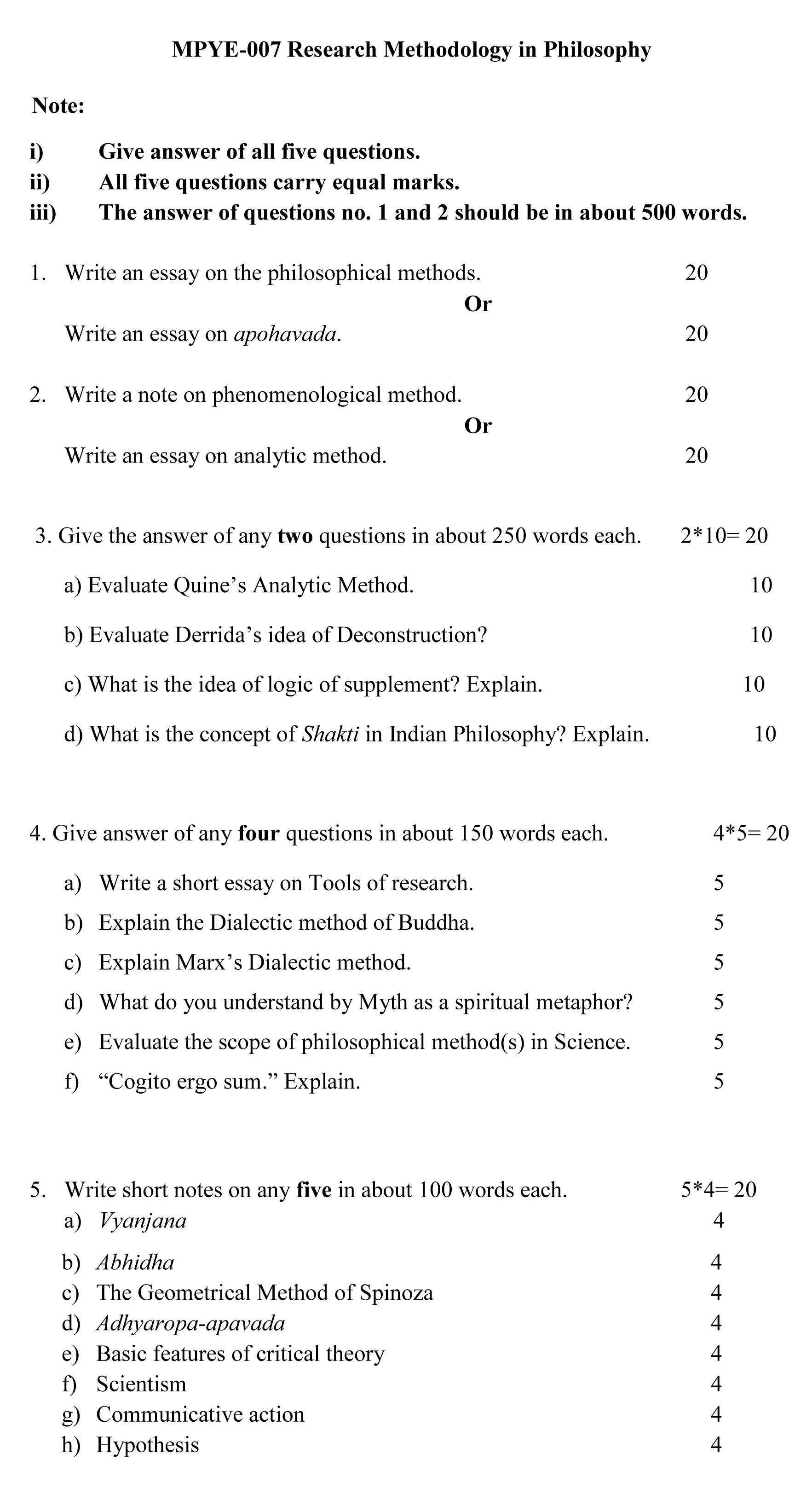 IGNOU MPYE-07 - Research Methodology in Philosophy Latest Solved Assignment-July 2023 - January 2024