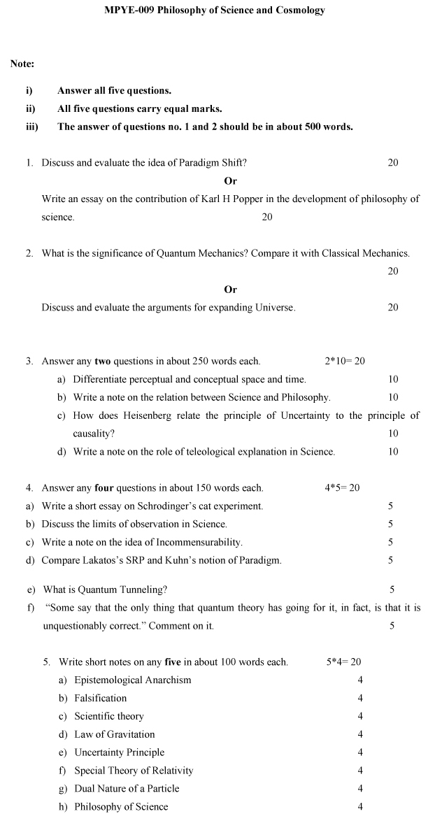 IGNOU MPYE-09 - Philosophy of Science and Cosmology  Latest Solved Assignment-December 2023 - June 2024