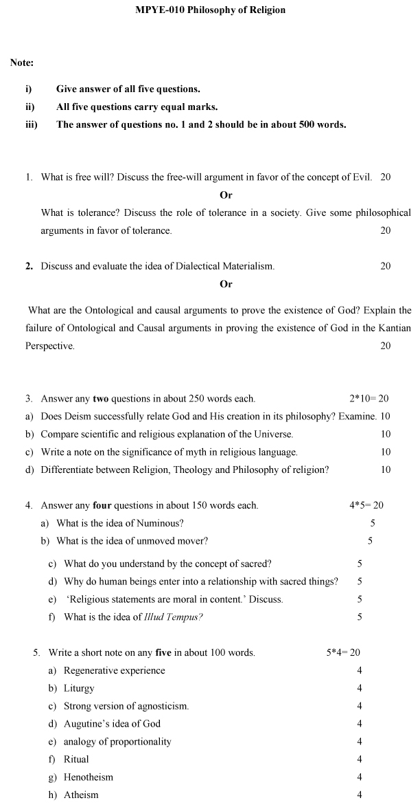 IGNOU MPYE-10 - Philosophy of Religion Latest Solved Assignment-December 2023 - June 2024