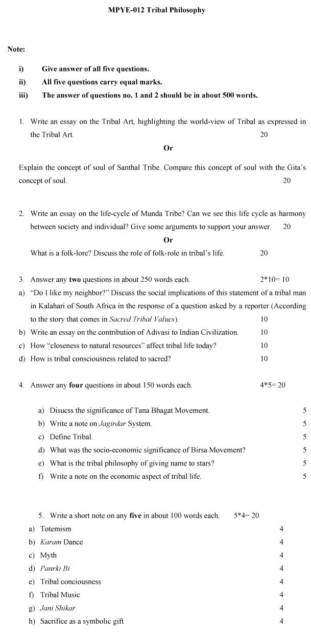 IGNOU MPYE-12 - Tribal Philosophy Latest Solved Assignment-December-2023-June-2024