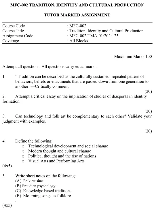 MFC-02 - Tradition, Identity and Cultural Production-July 2024 - January 2025