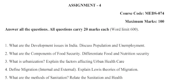 MEDS-74 - Population and Development: Issues and Challenges-January 2024 - July 2024