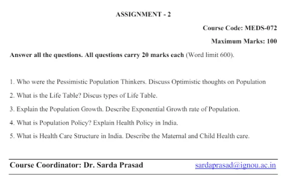 MEDS-72 - Population Theories, Policies and Programme-January 2024 - July 2024