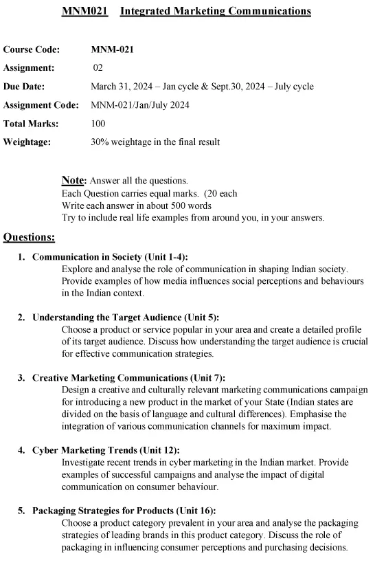 MNM-21 - Integrated Communication Practices-January 2024 - July 2024