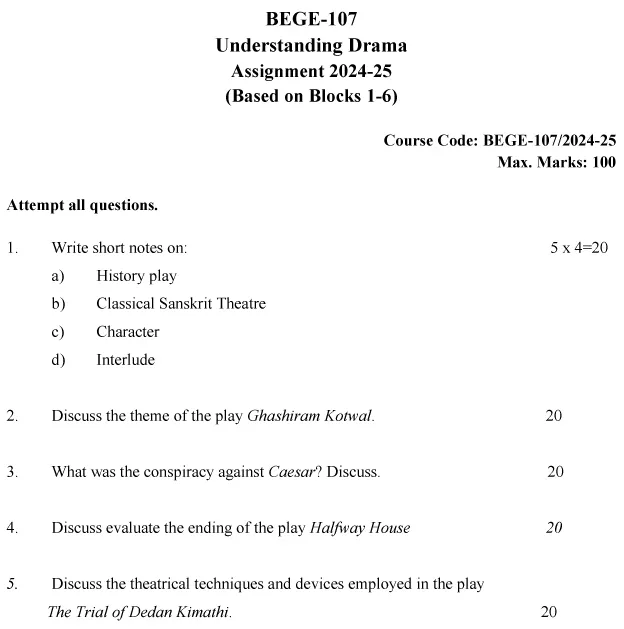 BEGE-107 - Understanding Drama-July 2024 - January 2025