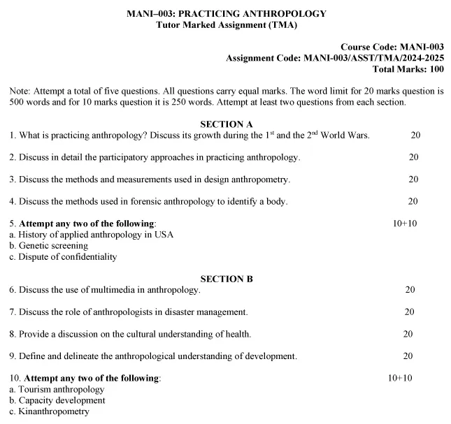 MANI-03 - Practicing Anthropology-July 2024 - January 2025