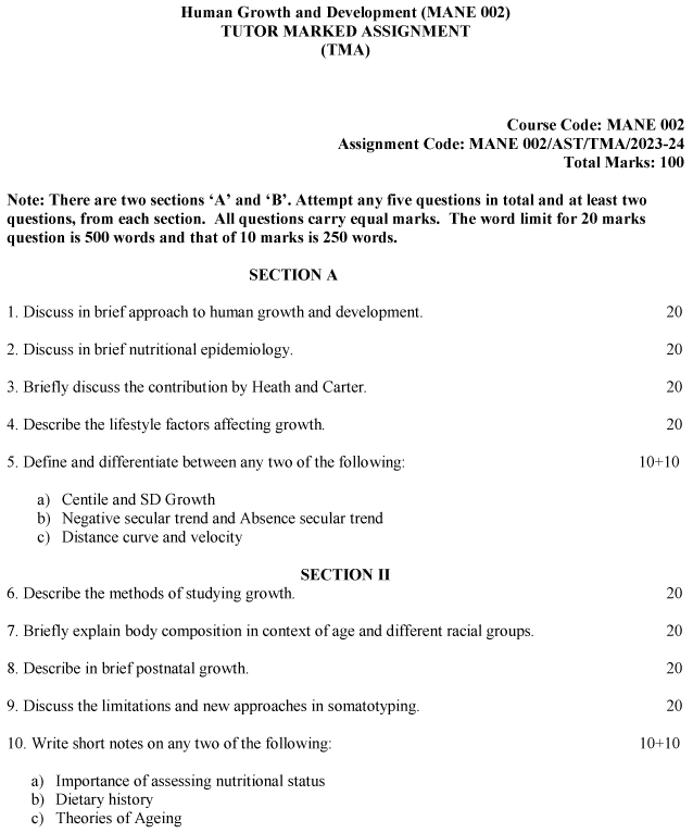 IGNOU MANE-02 - Human Growth and Development, Latest Solved Assignment-July 2023 - January 2024