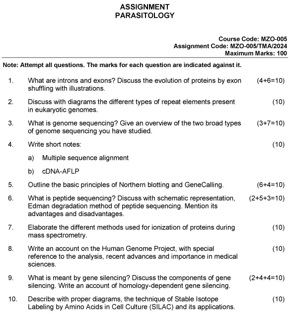 IGNOU MZO-05 - Genomics and Proteomics (Core) Latest Solved Assignment-January 2024 - December 2024