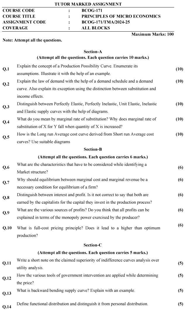 BCOG-171 - Principles of Micro Economics-July 2024 - June 2025