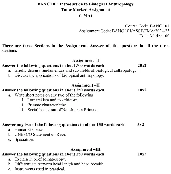 BANC-101 - Introduction to Biological Anthropology-July 2024 - January 2025