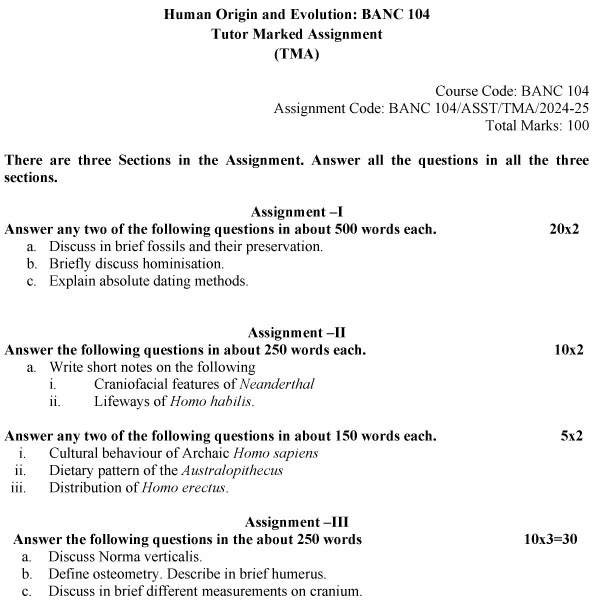 BANC-104 - Human Origin and Evolution-July 2024 - January 2025