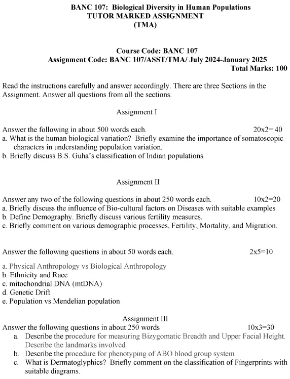 BANC-107 - Biological Diversity in Human Populations-July 2024 - January 2025