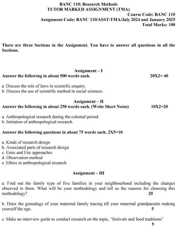 BANC-110 - Research Methods-July 2024 - January 2025