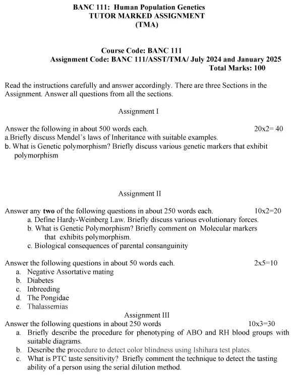 BANC-111 - Human Population Genetics-July 2024 - January 2025