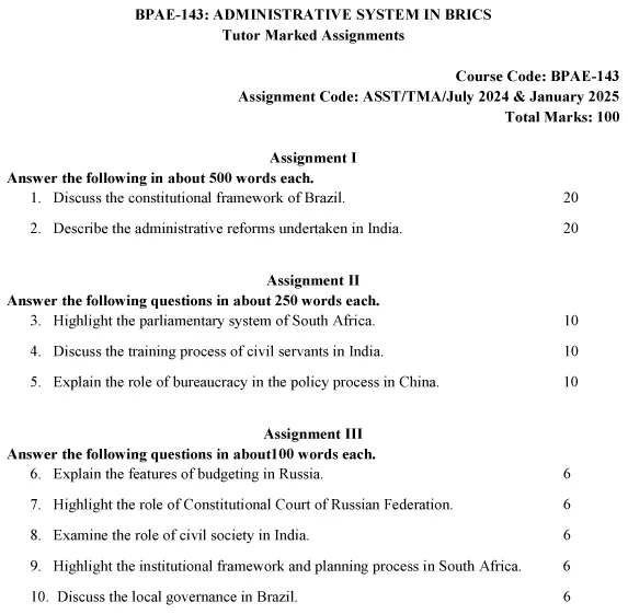 BPAE-143 - Administrative System in BRICS-July 2024 - January 2025