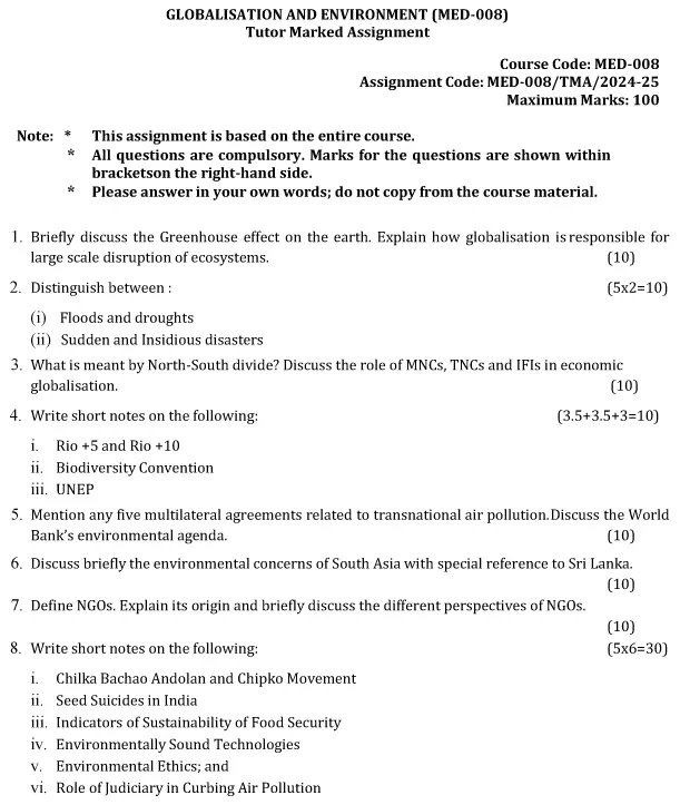 MED-08 - Globalisation and Environment-July 2024 - January 2025