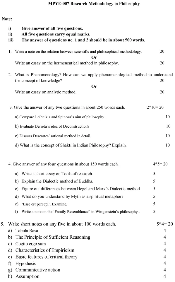 MPYE-07 - Research Methodology in Philosophy-July 2024 - January 2025