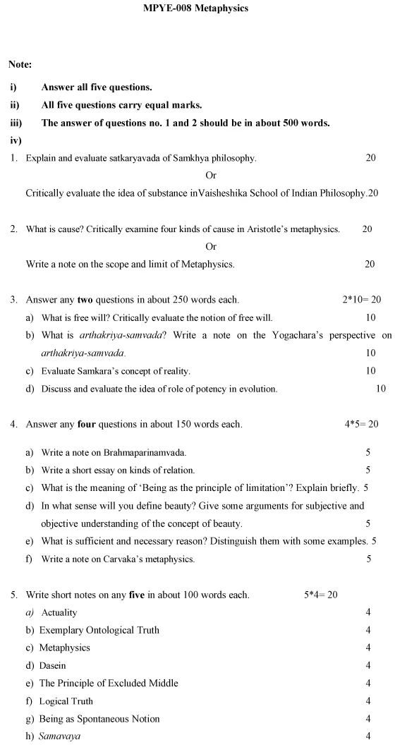 MPYE-08 - Metaphysics-July 2024 - January 2025