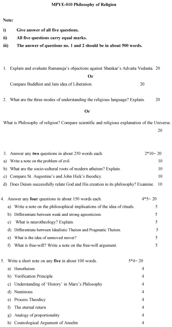 MPYE-10 - Philosophy of Religion-July 2024 - January 2025