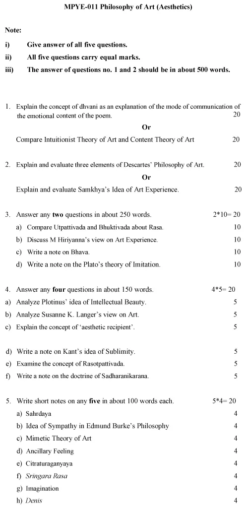 MPYE-11 - Philosophy of Art (Aesthetics)-July 2024 - January 2025