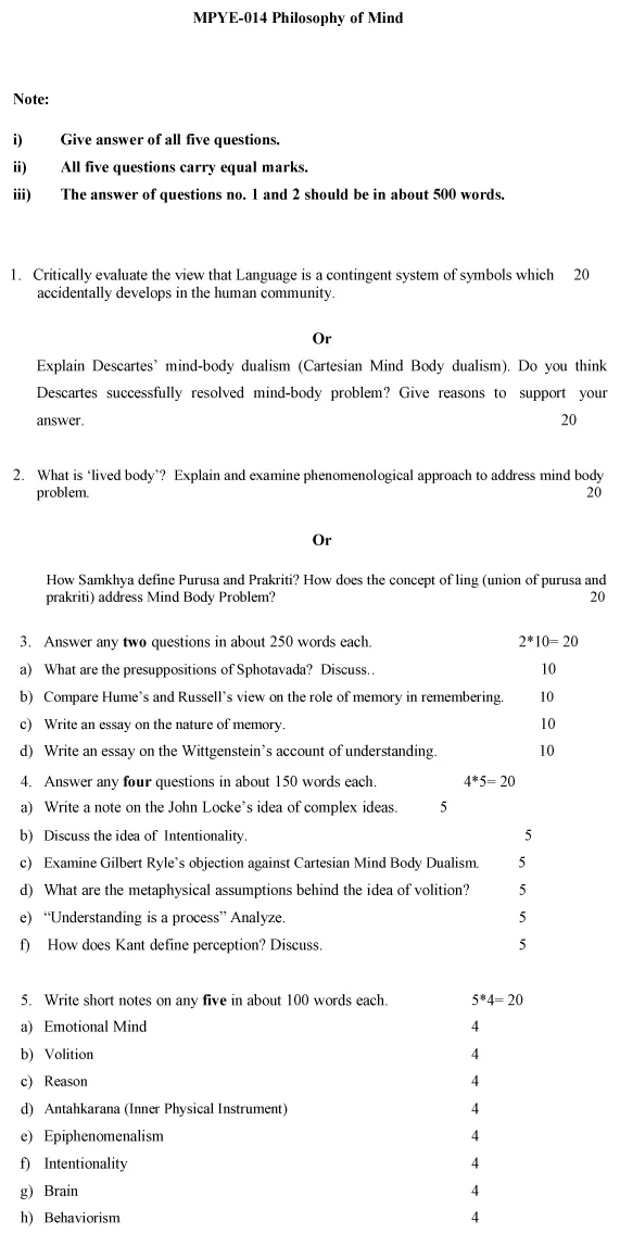 MPYE-14 - Philosophy of Mind-July 2024 - January 2025