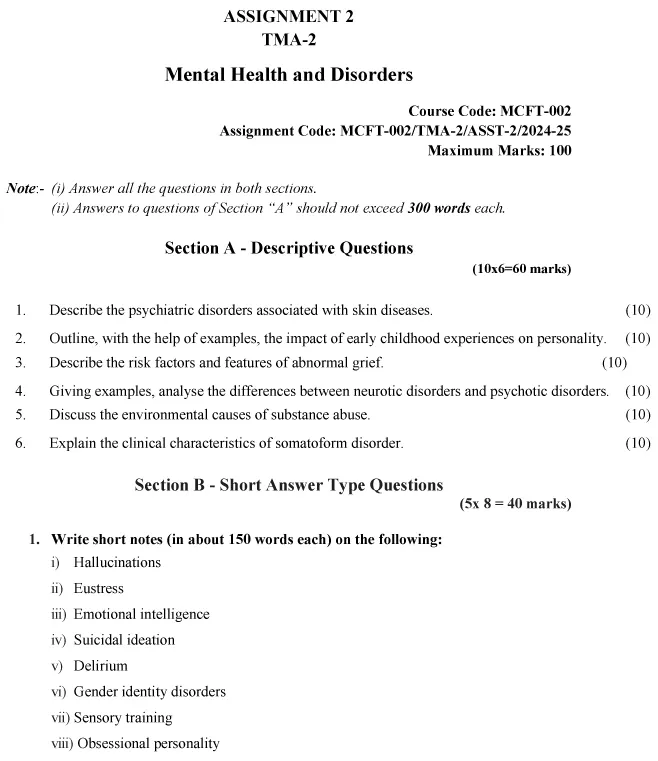 MCFT-02 - Mental Health and Disorders,-July 2024 - January 2025