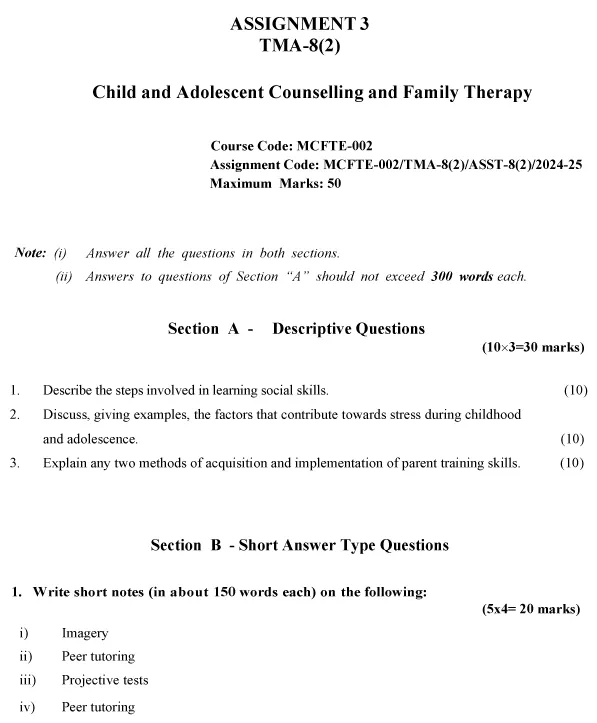 MCFTE-02 - Child and Adolescent Counselling and Family Therapy-July 2024 - January 2025