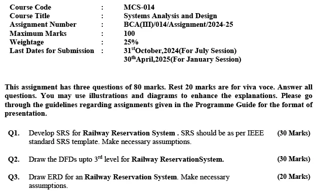 MCS-14 - Systems Analysis and Design-July 2024 - January 2025