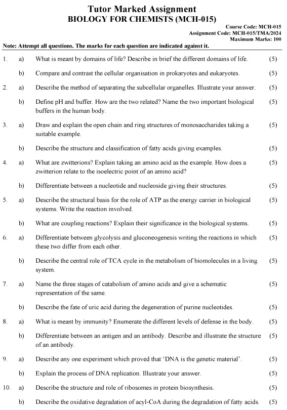 MCH-15 - Biology for Chemists-January 2024 - December 2024