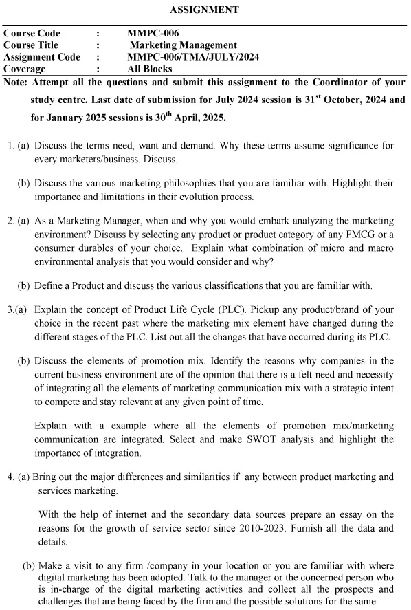 MMPC-06 - Marketing Management-July 2024 - January 2025