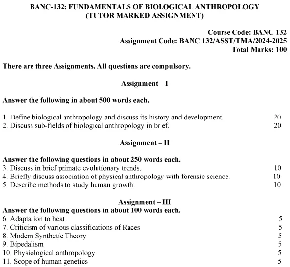 BANC-132 - Fundamentals of Biological Anthropology-July 2024 - January 2025