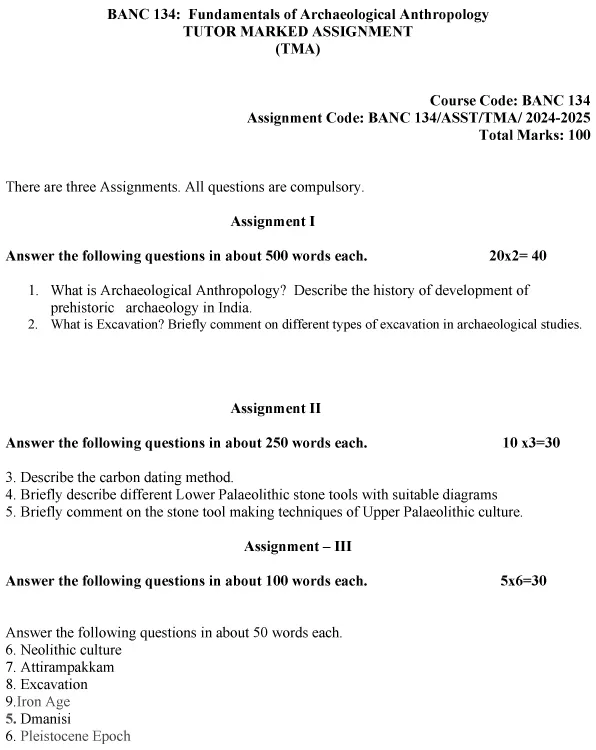 BANC-134 - Fundamentals of Archaeological Anthropology-July 2024 - January 2025