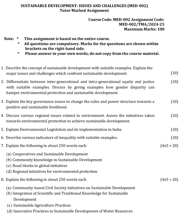 MED-02 - Sustainable Development: Issues and Challenges-July 2024 - January 2025