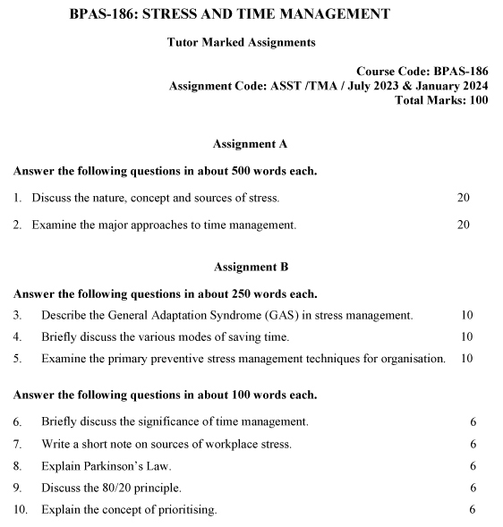 BPAS-186 - Stress and Time Management-July 2023 - January 2024