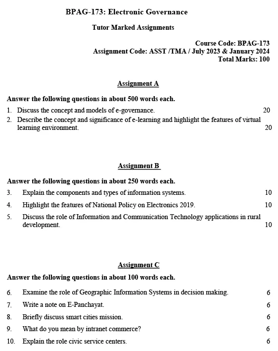 BPAG-173 - E-Governance-July 2023 - January 2024