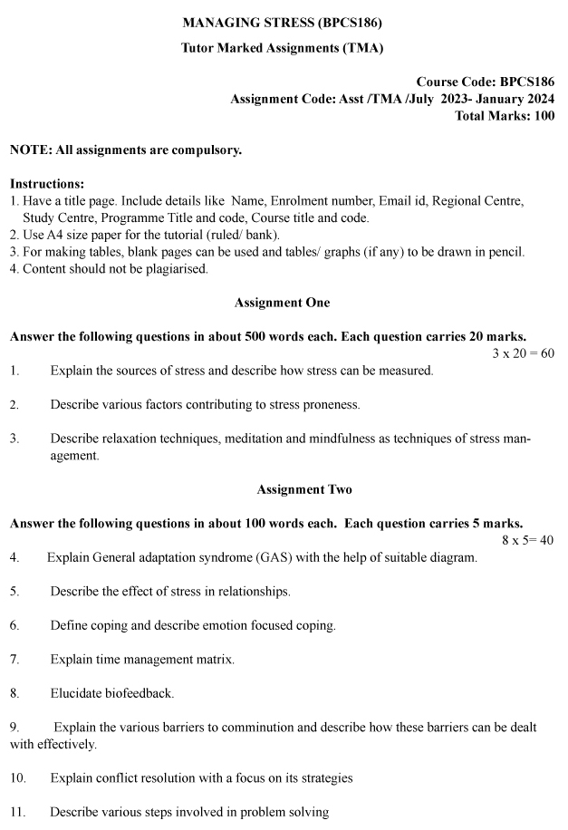 BPCS-186 - Managing Stress-July 2023 - January 2024