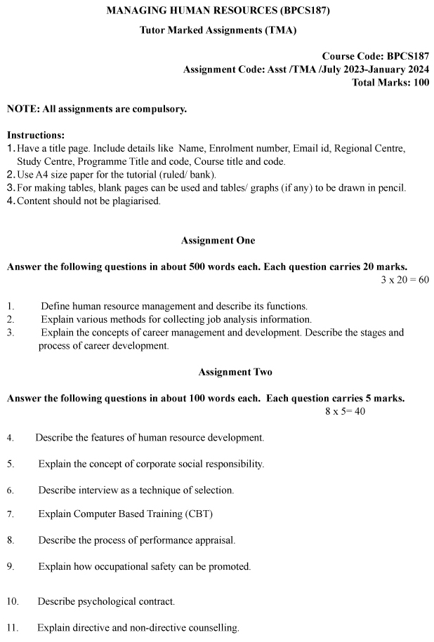 BPCS-187 - Managing Human Resources-July 2023 - January 2024