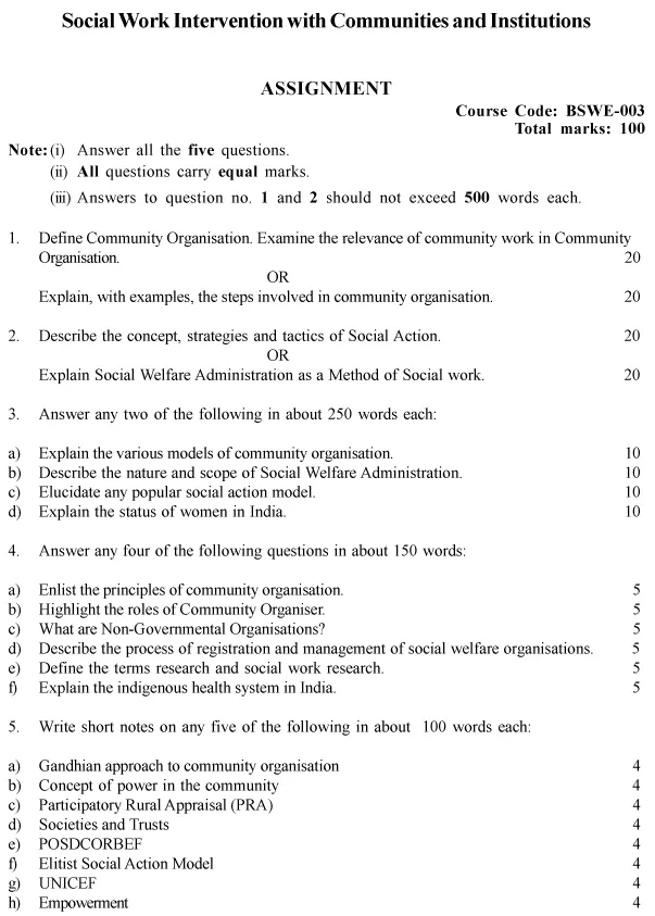 BSWE-03 - Social Work Intervention with Communities and Institutions-July 2024 - January 2025