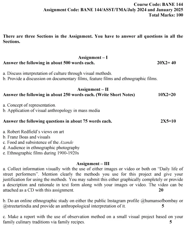 BANE-144 - Visual Anthropology-July 2024 - January 2025