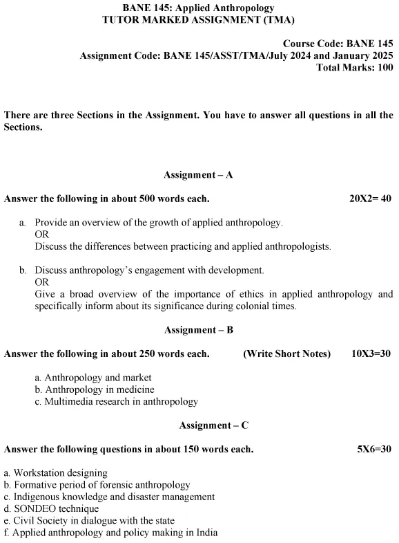 BANE-145 - Applied Anthropology-July 2024 - January 2025