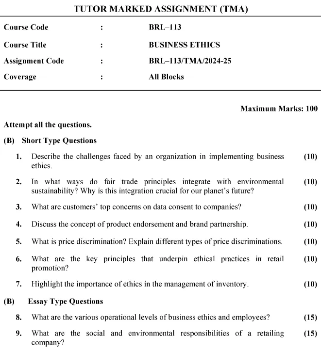 BRL-113 - Business Ethics-July 2024 - June 2025