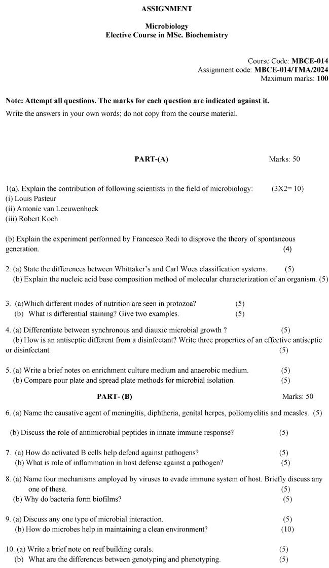 MBCE-14 - Microbiology-January 2024 - December 2024